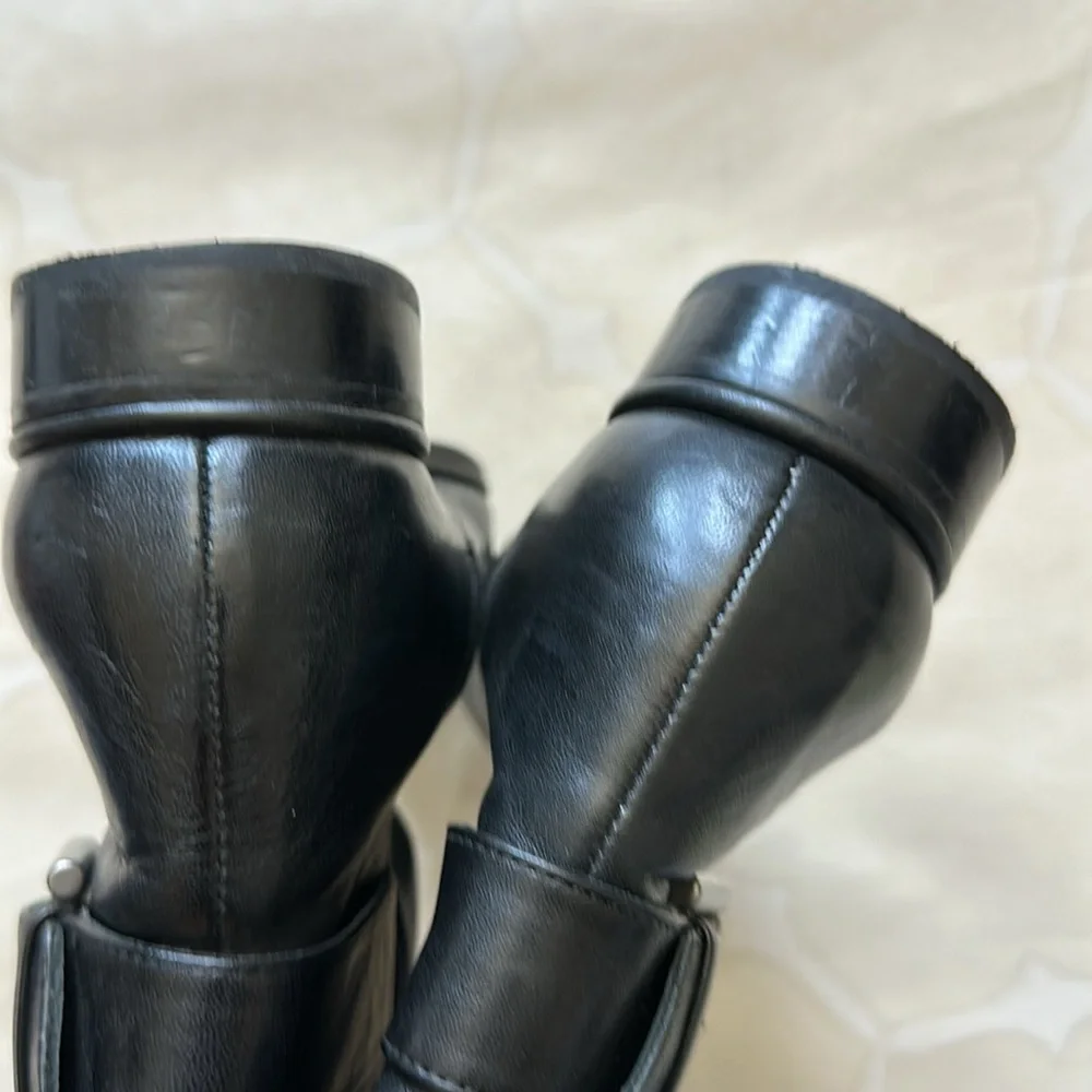 Via Spiga Leather Black Moto Leather Boots Size 7.5 - Picture 4 of 10